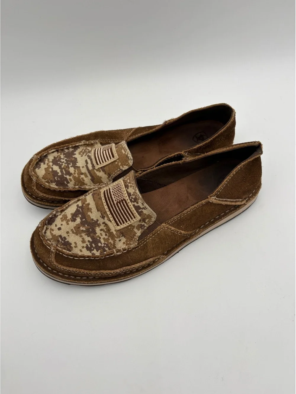 Ariat Cruiser Patriot Men's 8.5B Brown Suede and Canvas Slip-On Shoes American